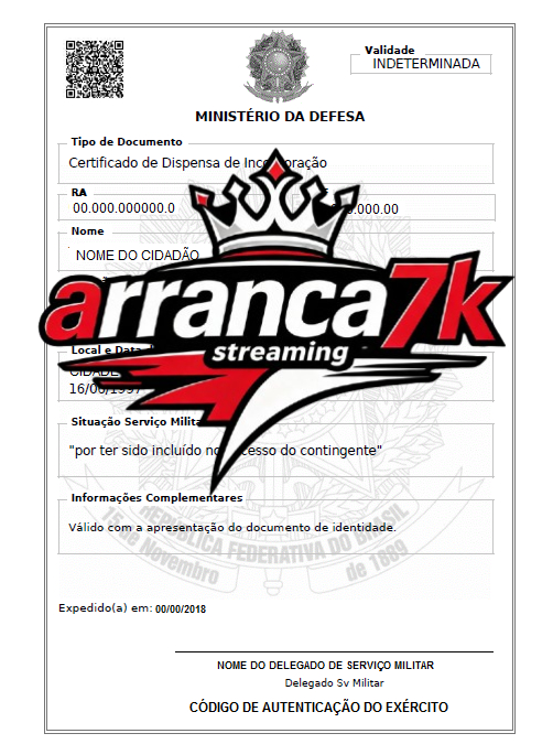RESERVISTA (COM QR CODE) (Certificado)