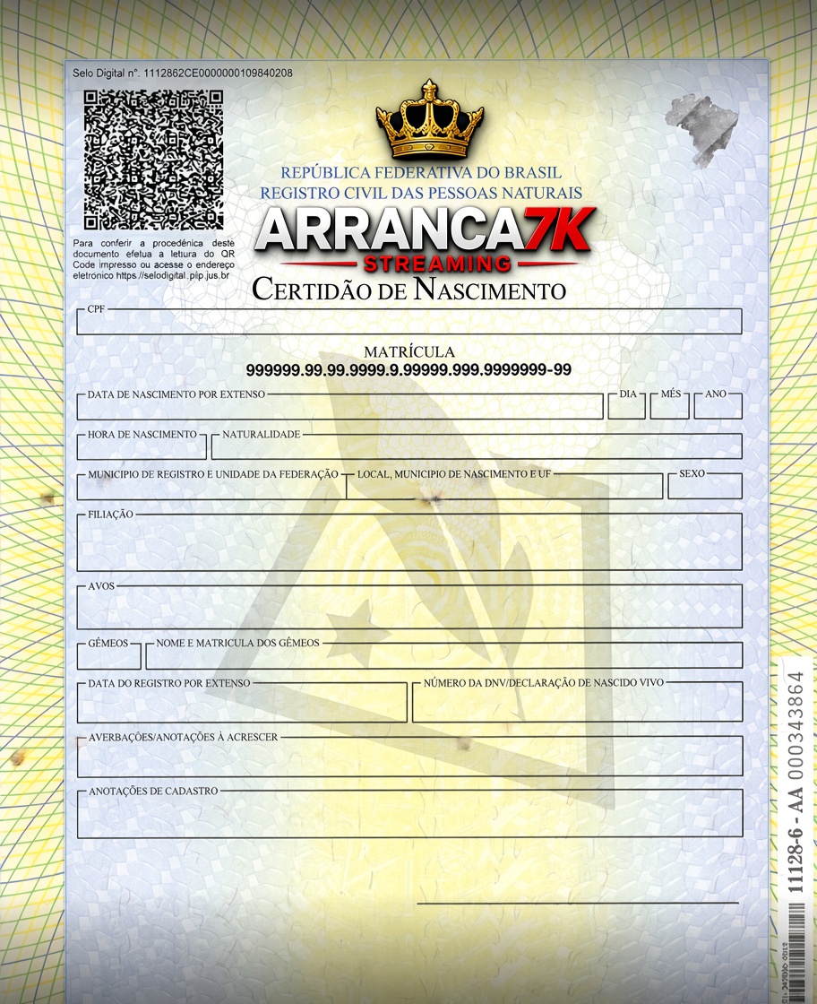 CERTIDÃO DE NASCIMENTO (COM QR CODE NAO FUNCIONAL)